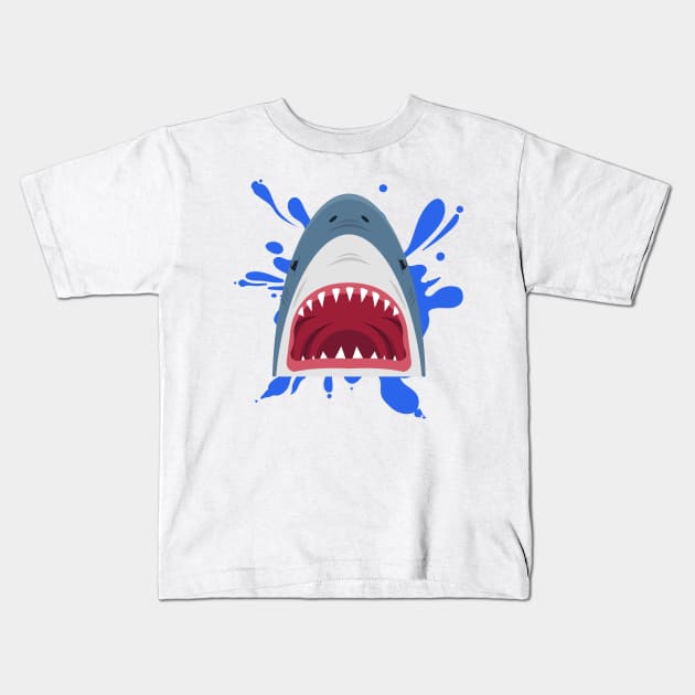 Scary Shark Design Kids T-Shirt by Pearsville